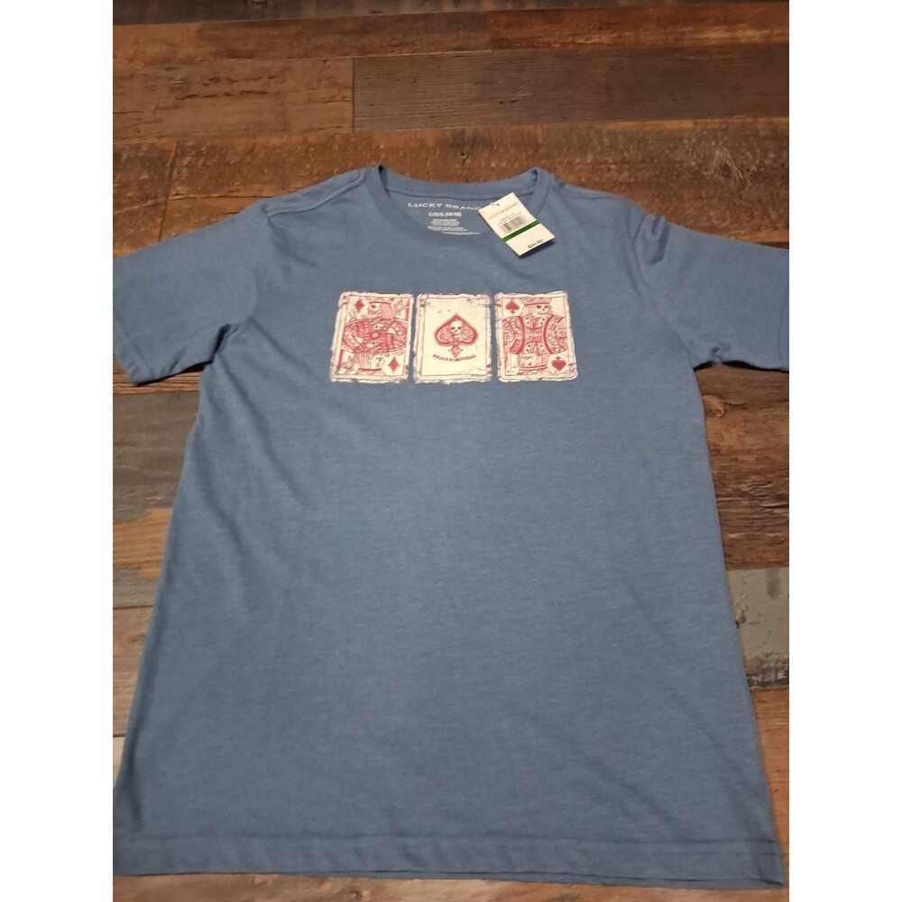 Lucky Brand Boy's Poker Cards T-Shirt Blue Heather NWT SZ Boys XL 14/16 B21